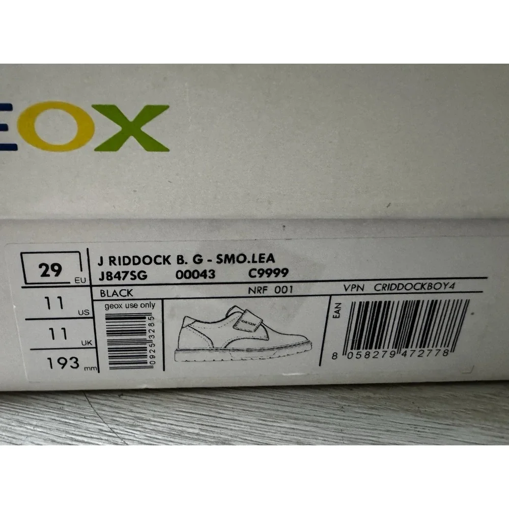 Geox Riddock‎ Boys School Shoes Breathable Non Slip Black Size EUR 29 US 11